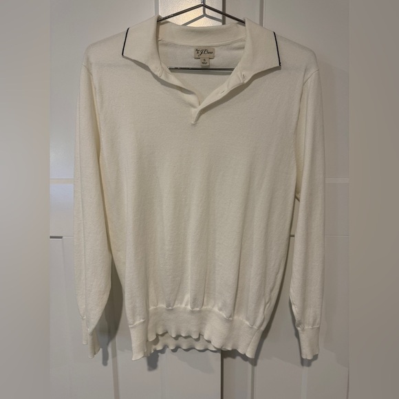 J. Crew Other - J Crew Heritage White Cotton Tipped Sweater-Polo
